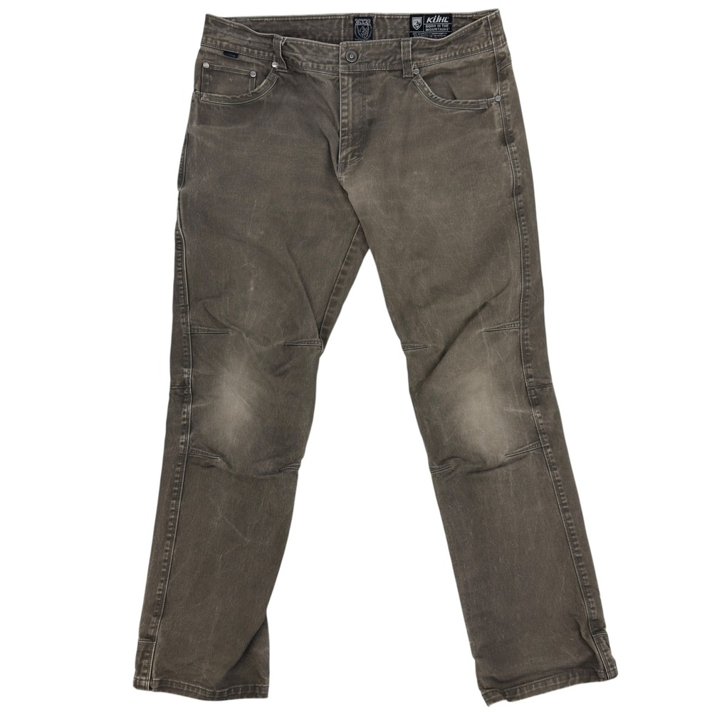 Kuhl Rydr Lean Pants Mens 36x31 (Tag 36x32) Brown Patina Dye Articulated Knee